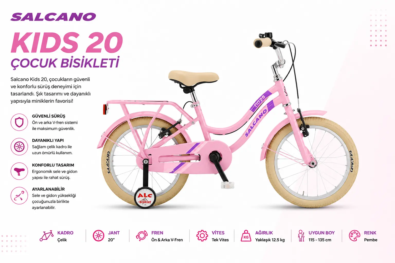 20 FLYER SALCANO VİTESİZ PUDRA PEMBE
