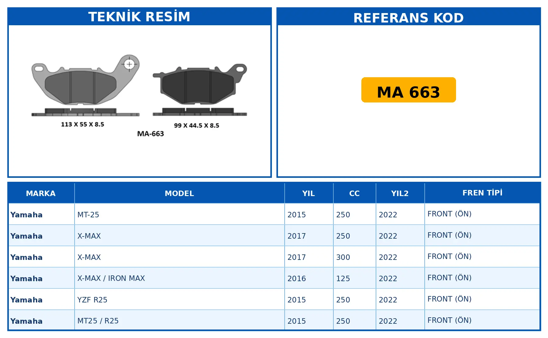 DİSK FREN BALATASI MA 663